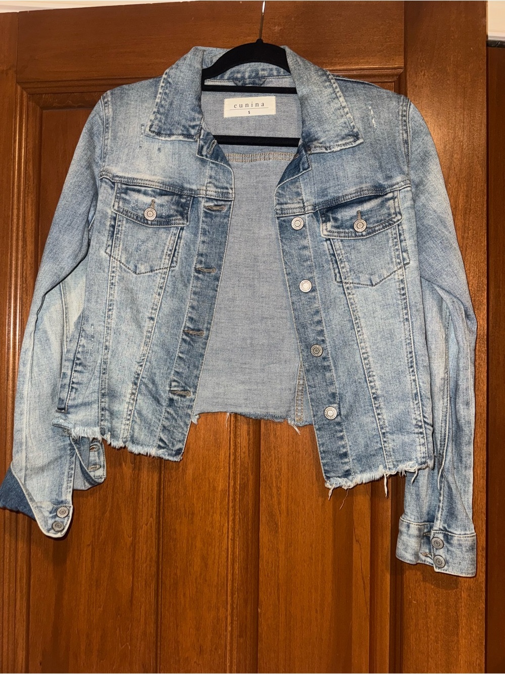 eunina Light Wash Cropped Denim Jacket - Light Blue
